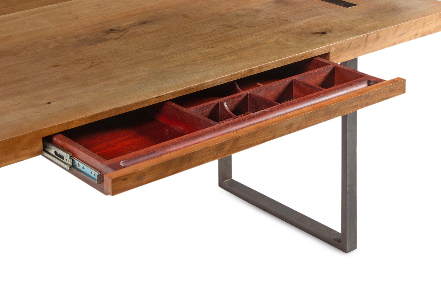 A Contemporary Steel and Walnut Desk