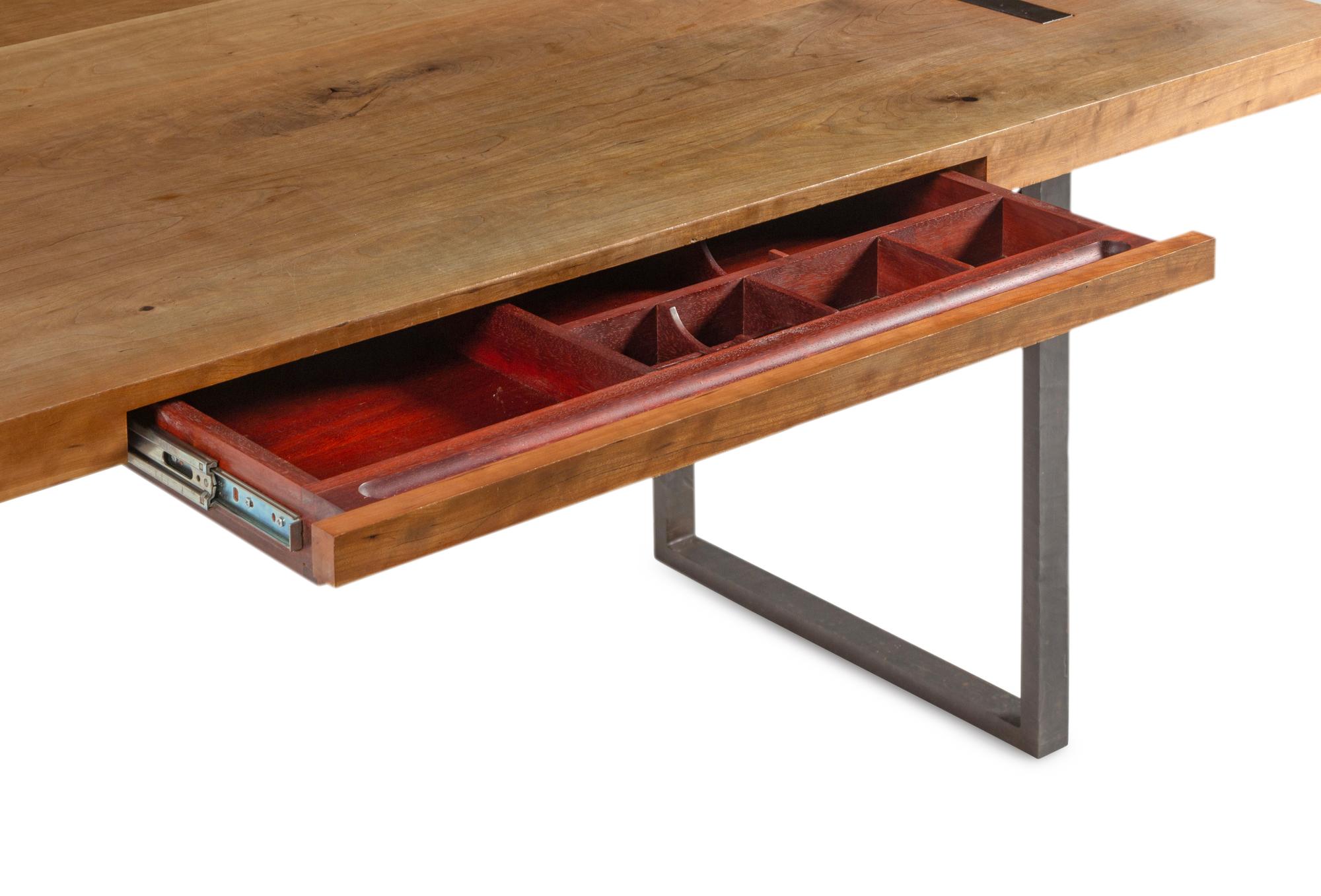 A Contemporary Steel and Walnut Desk
