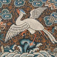 Three Chinese Silk Civil Official's Rank Badges, Buzi, 19th Century 清中晚期 刺綉文官補子三幅