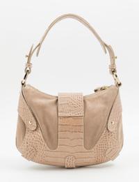A Valentino Garavani Tan Suede Bag, 12" x 8" x 1"; Strap drop: 8".