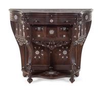 A Syrian Mother-of-Pearl Inlaid Carved Walnut Console Table