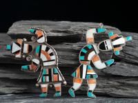 Zuni Mosaic Inlay Rainbow Man Pin and Pendant