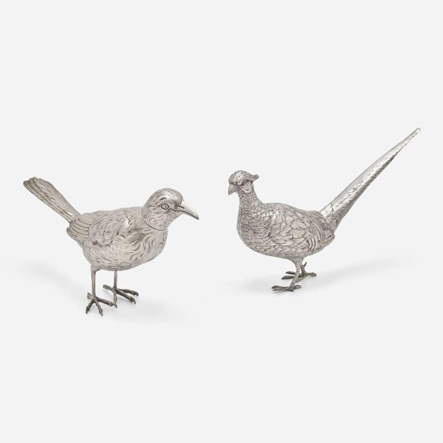 Two Dutch silver bird-form casters or pepperettes circa 1900-1926