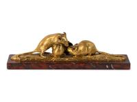 A Gilt-Bronze Group of Two Mice and a Small Shell