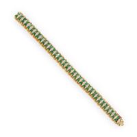 Diamond, Enamel, and Yellow Gold Flexible Bracelet