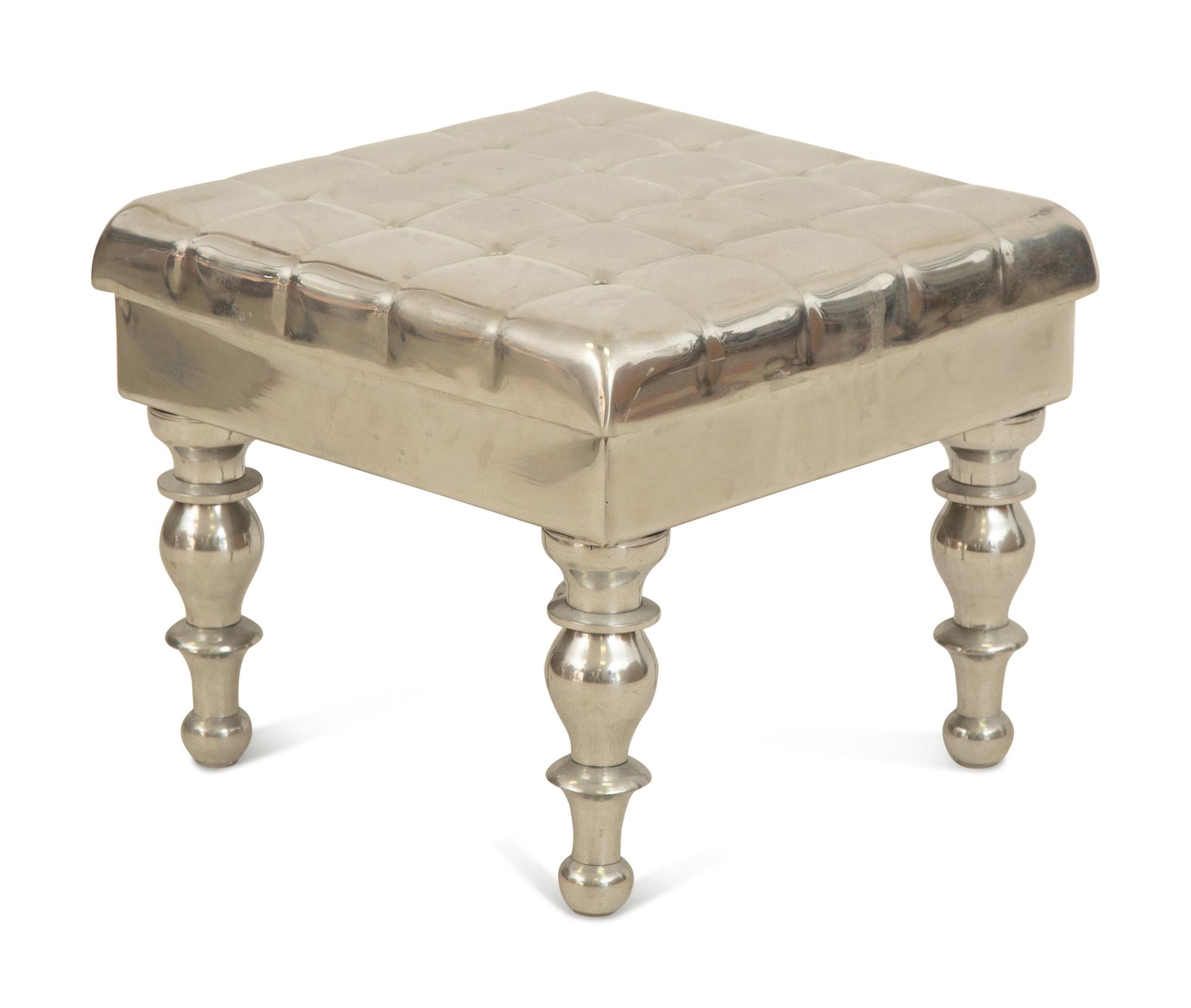 An Aluminimum Faux Button Tufted Ottoman