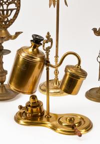 A Collection of Dutch Brass Oil Lamps