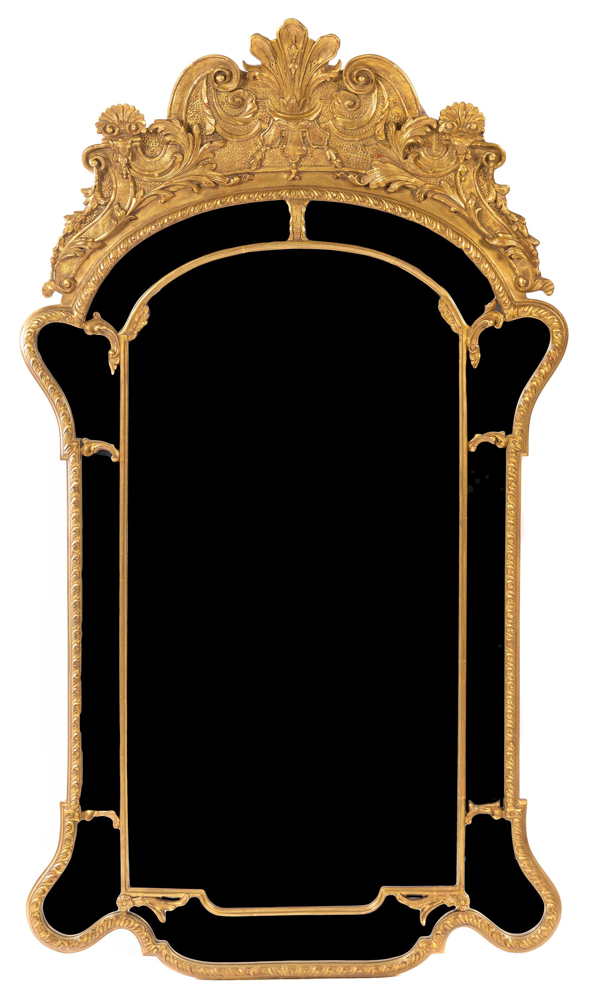 A George III Style Giltwood Mirror Height 67 3/4 x width 38 1/4 inches.