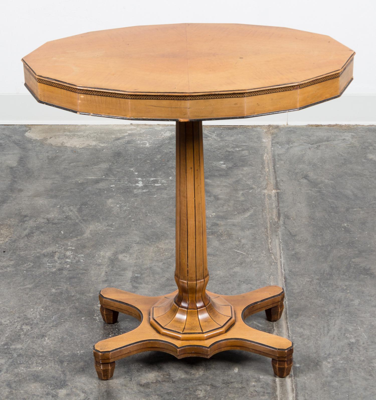 A Biedermeier Style Occasional Table Height 26 3/4 inches.