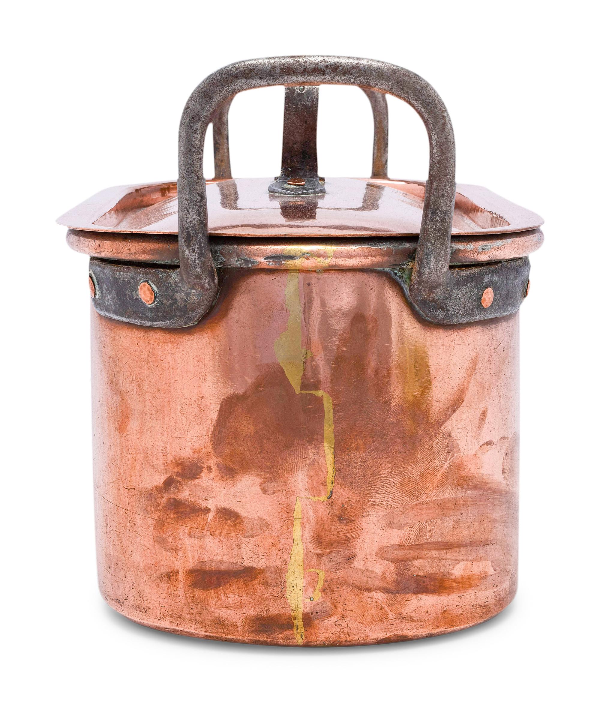 An American Copper Fish Poacher with Cover and Inside Tray