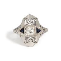 ART DECO, WHITE GOLD AND DIAMOND RING
