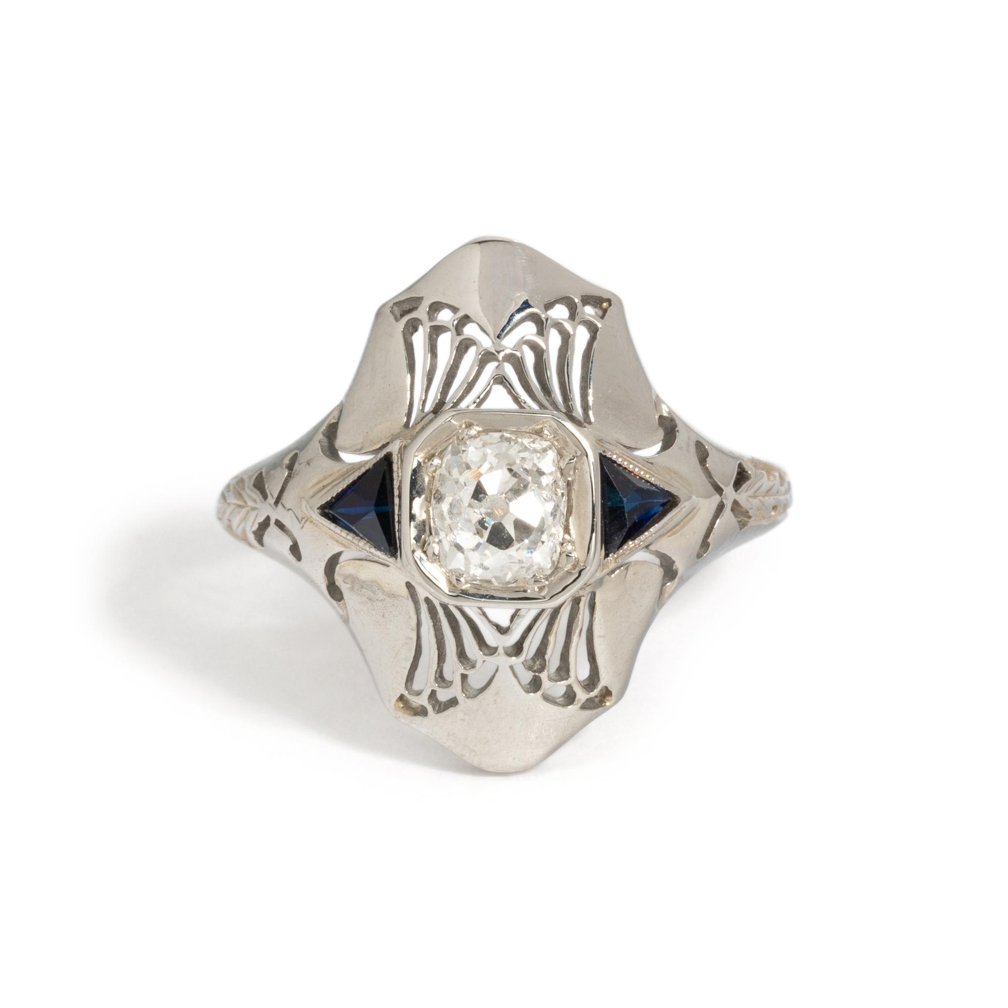 ART DECO, WHITE GOLD AND DIAMOND RING