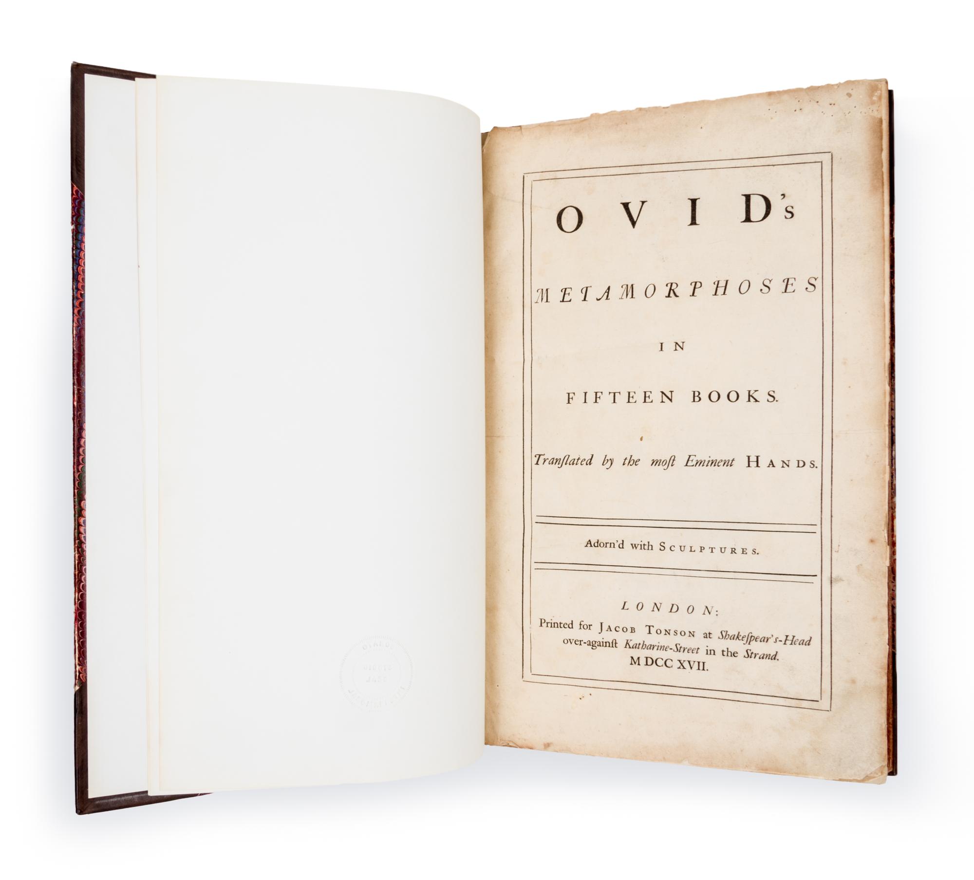 OVID. Ovid's Metomorphoses in Fifteen Books. London, 1717.