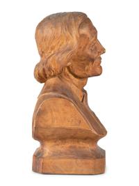 A Carved Wood Bust of a Man, Possibly St. John Vianney