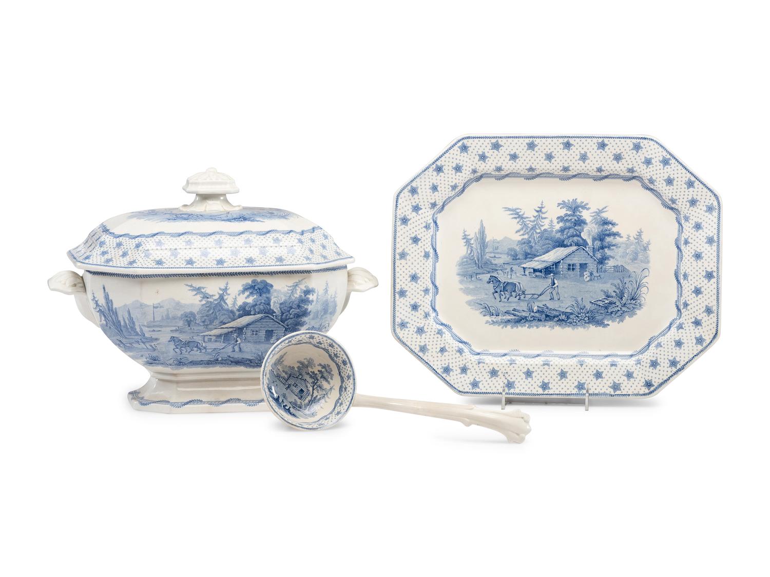 A Ridgway "Columbian Star" Transferware Soup Tureen and Platter