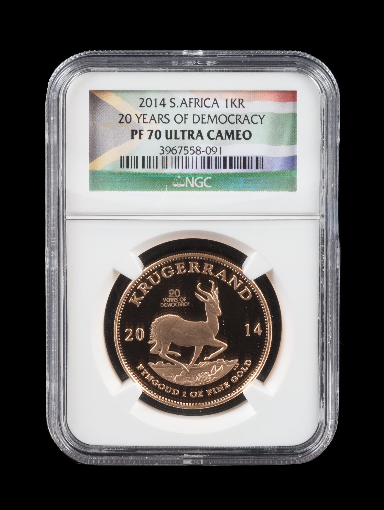 A South Africa 2014 Krugerrand: 20 Years of Democracy 1 Oz. Gold Proof