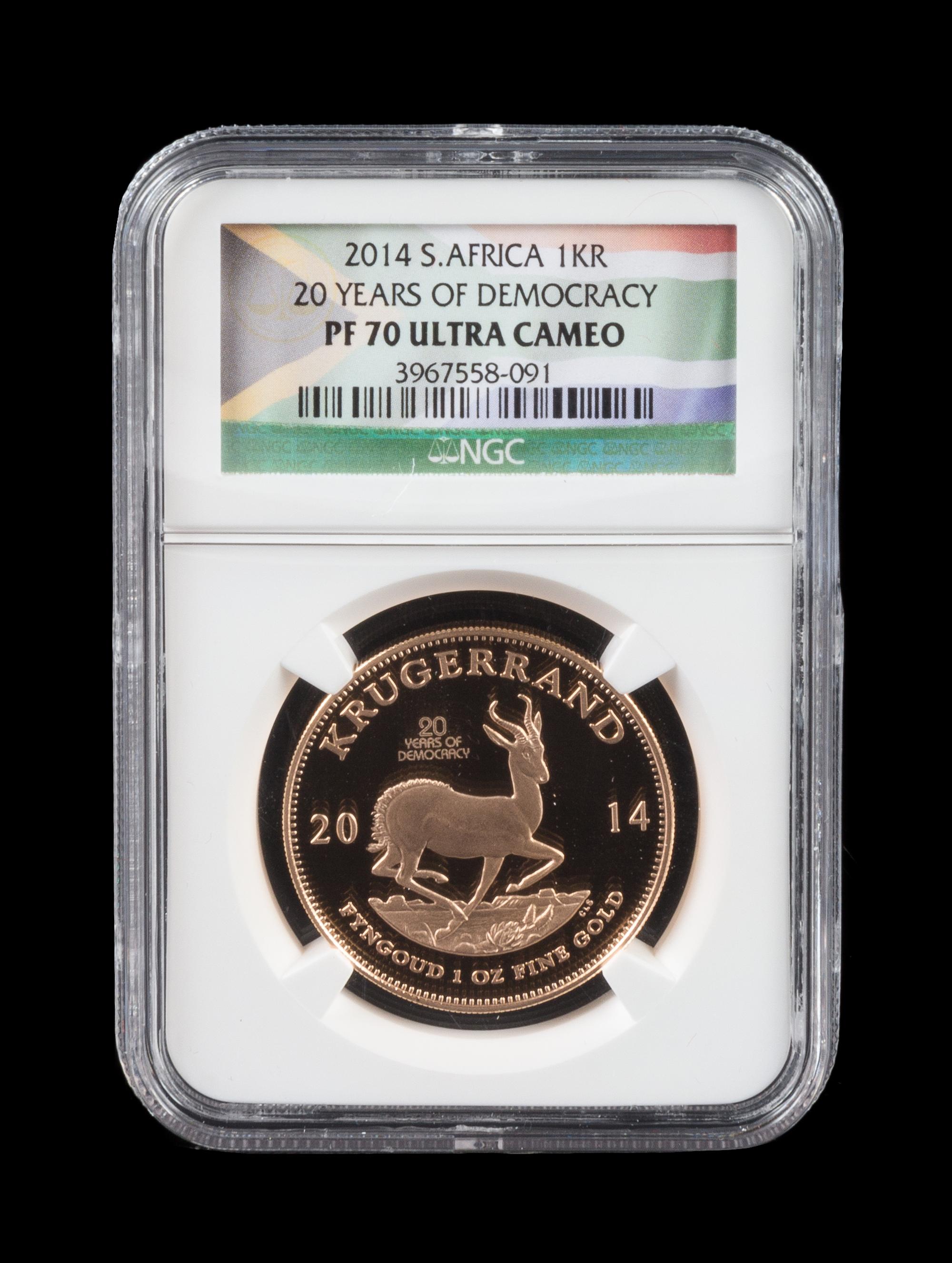 A South Africa 2014 Krugerrand: 20 Years of Democracy 1 Oz. Gold Proof