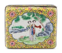 13 Chinese Enamel on Metal and Porcelain Boxes