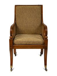 A Regency Style Painted Satinwood Library Chair — 20TH CENTURY