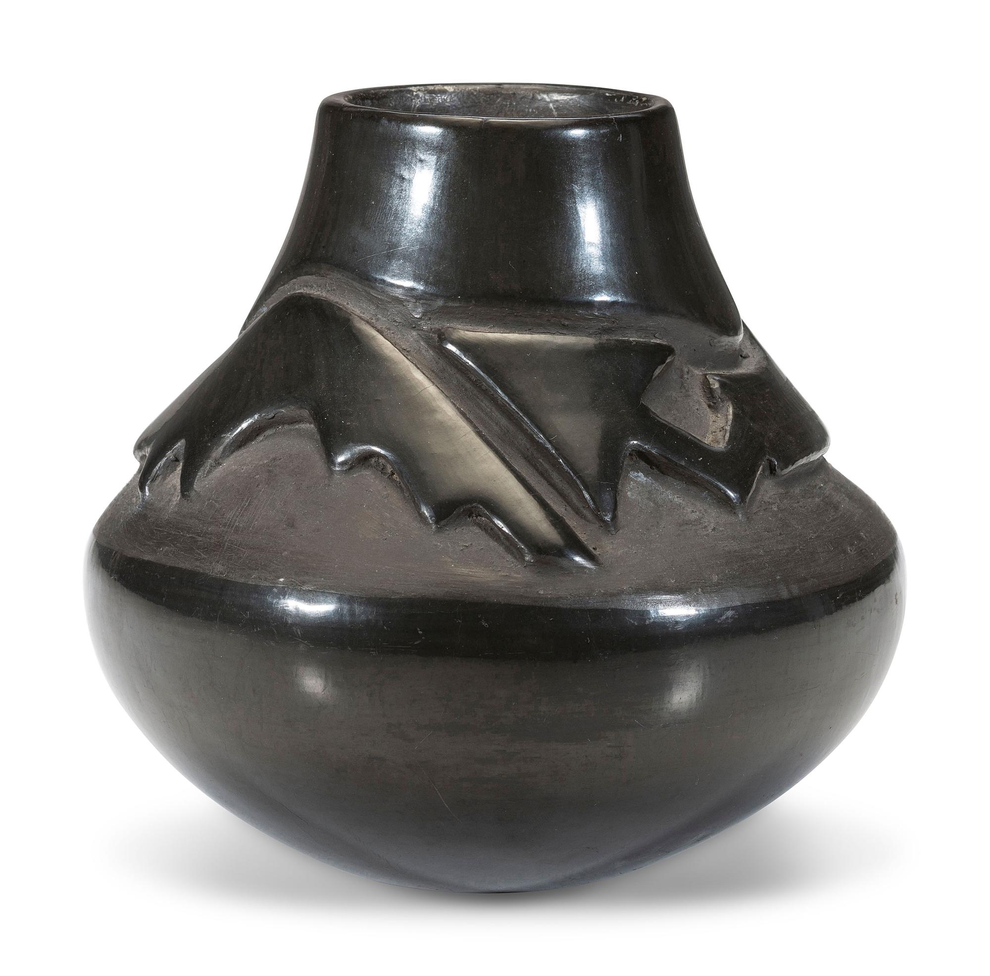 Carved Blackware Jar