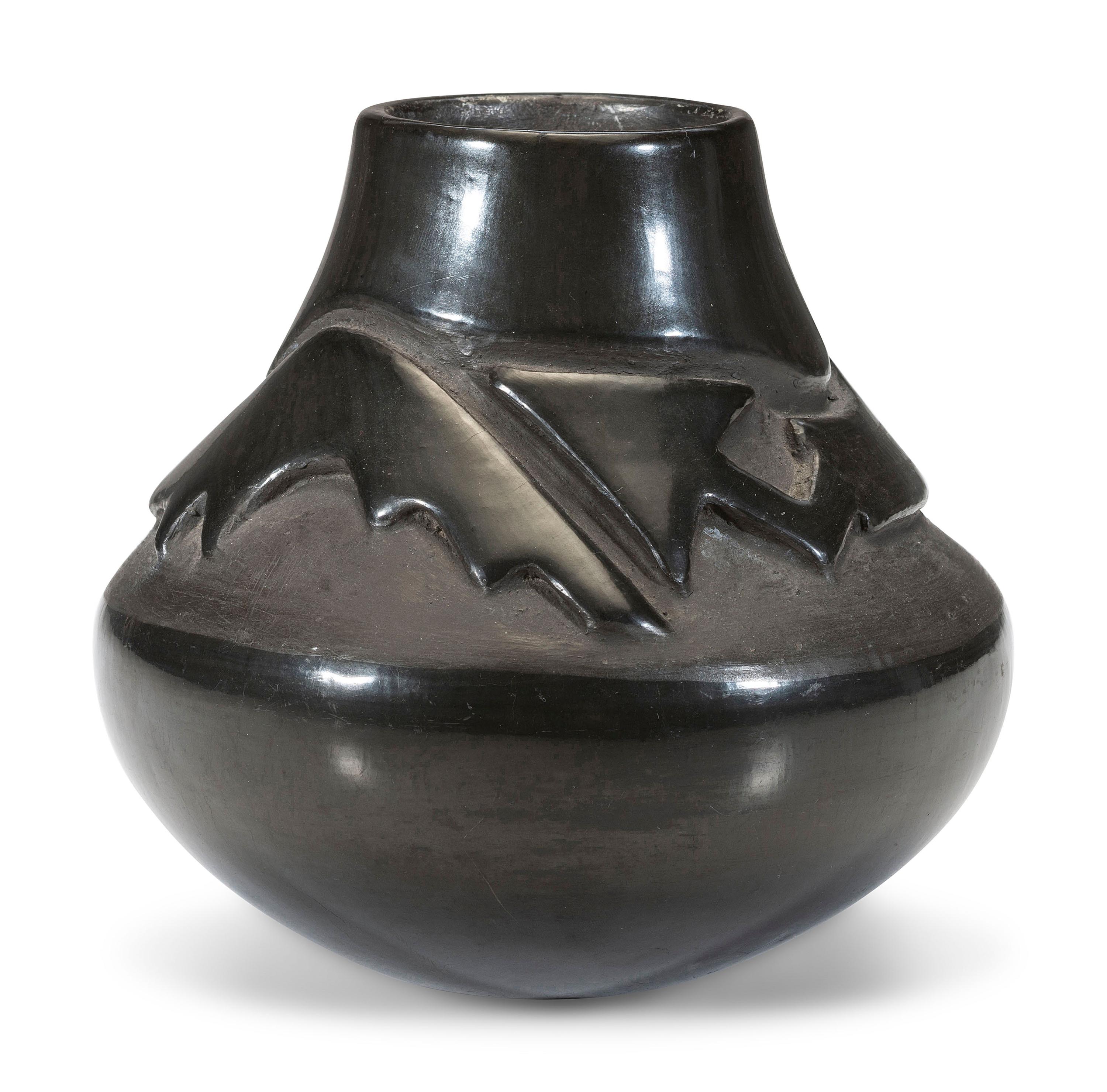 Carved Blackware Jar