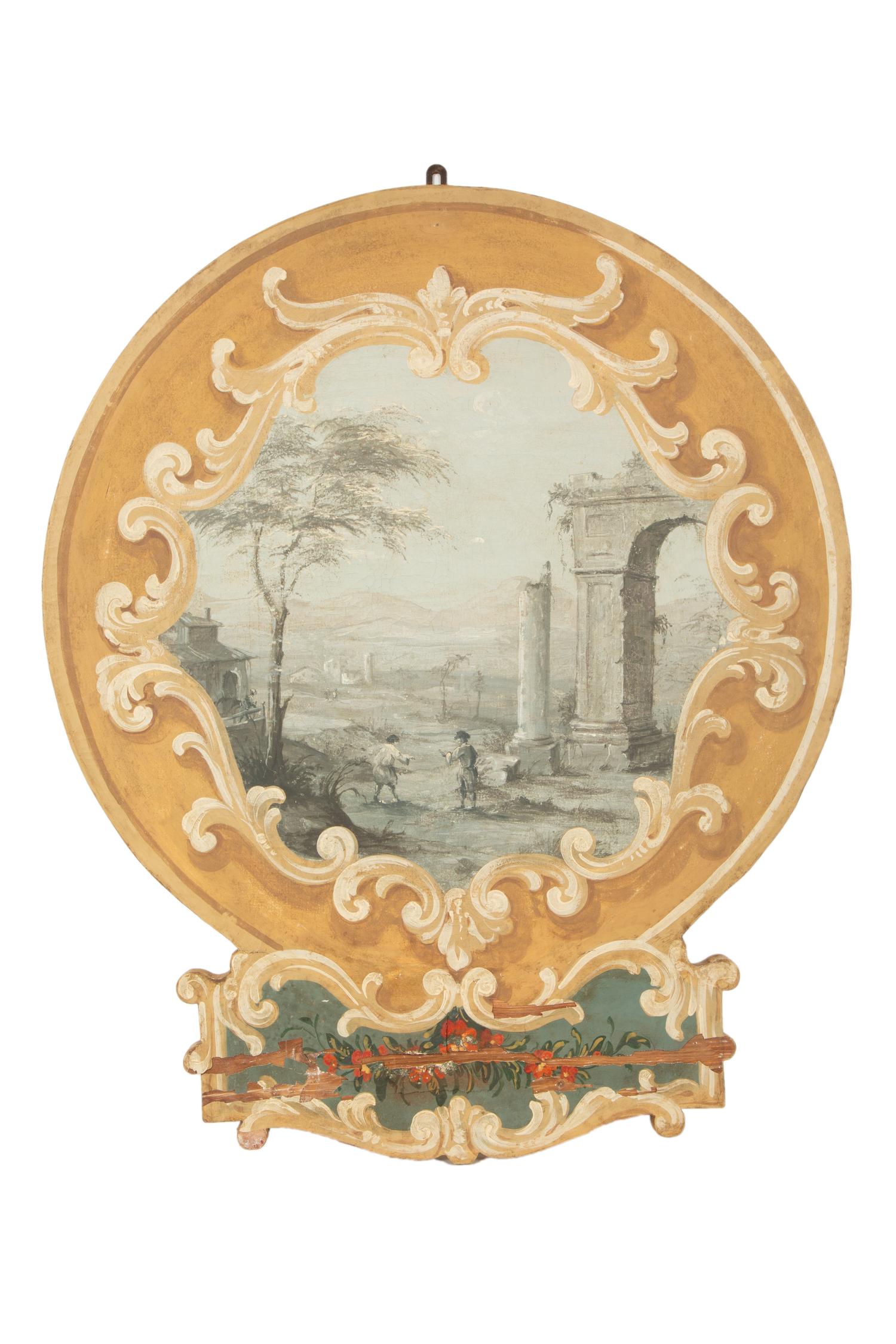 A Pair of Italian Capriccio Painted Wall Appliques