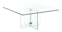 A Brass Mounted Glass Coffee Table, Leon Rosen for Pace Collection Height 16 x width 36 x depth 36 inches.