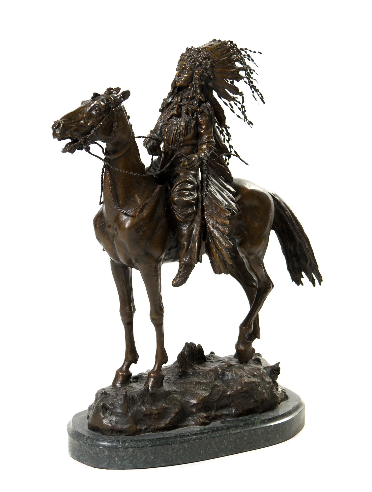 A Bronze Figural Group, after Carl Kauba (Austrian/American, 1865-1922), Height of figure 23 5/8 inches.