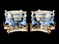 A Pair of German Neoclassical Style Porcelain Jardinieres