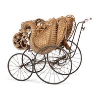 A Victorian Basket Weave Swan-Decorated Trolley