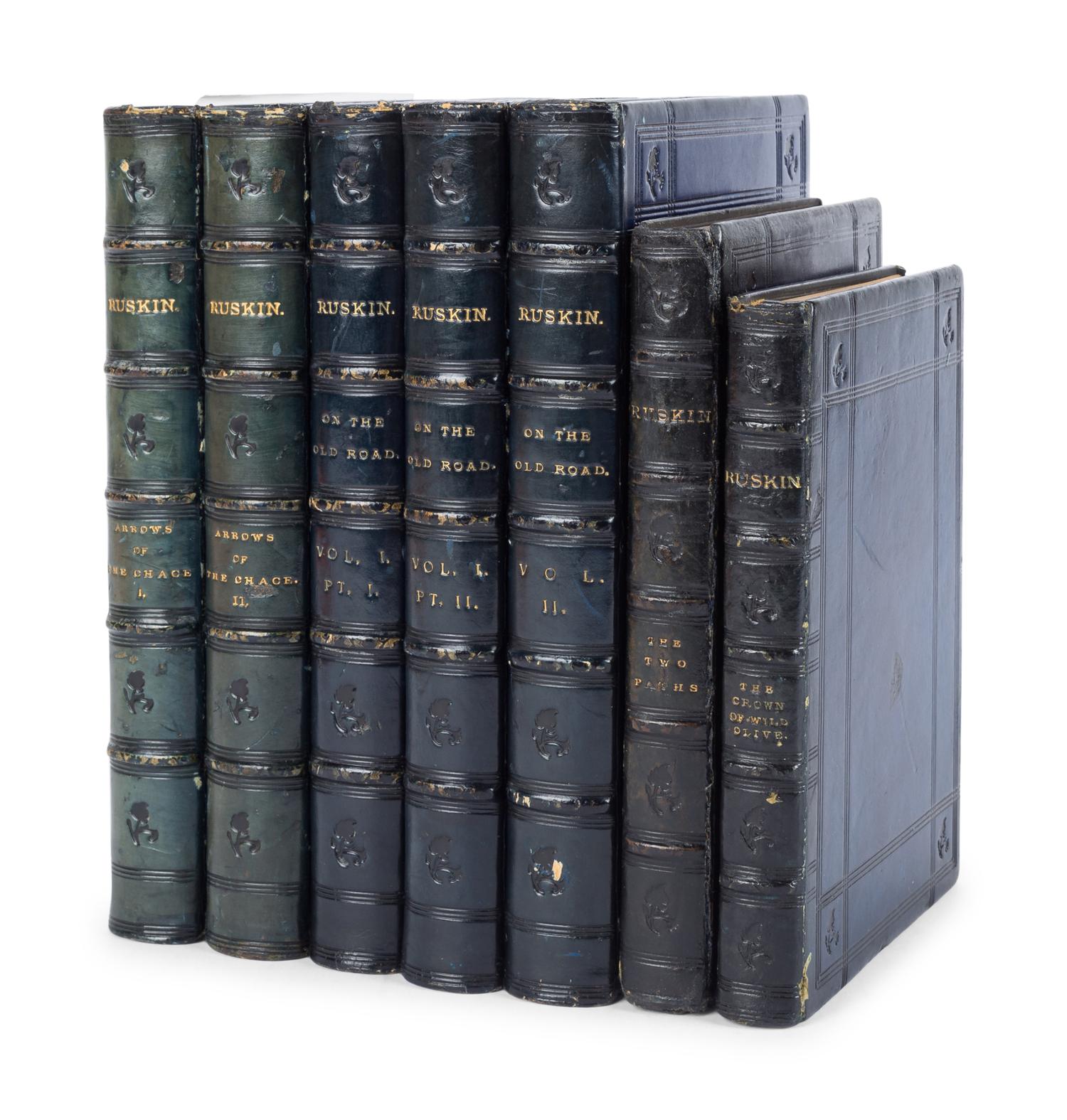 RUSKIN, John (1819-1900). A group of 4 works in 7 volumes uniformly bound, comprising: