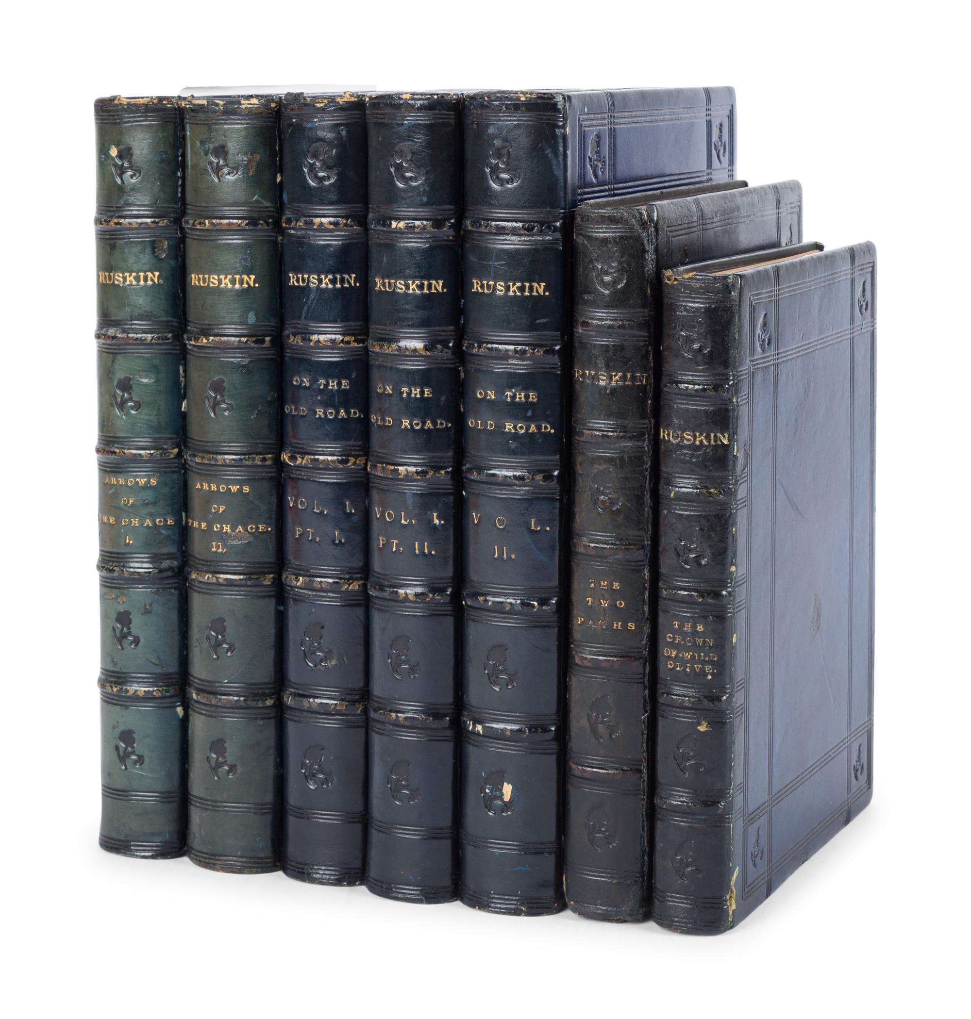 RUSKIN, John (1819-1900). A group of 4 works in 7 volumes uniformly bound, comprising: