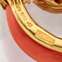 A gold, coral, and diamond brooch, Kutchinsky