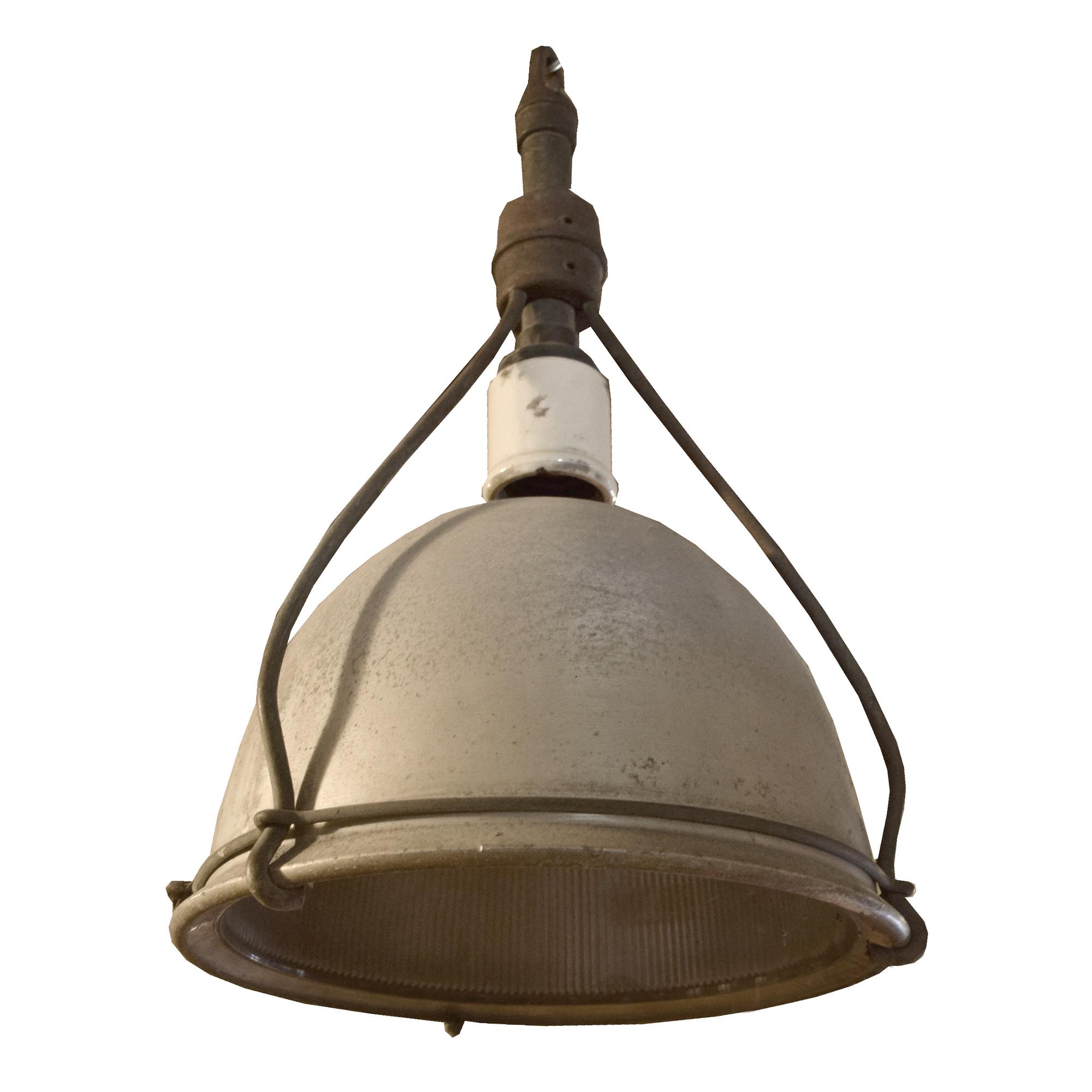 A Holophane Light Fixture with Aluminum Shade 12.5" W x 12.5" D x 19" H — United States, Early 20th Century