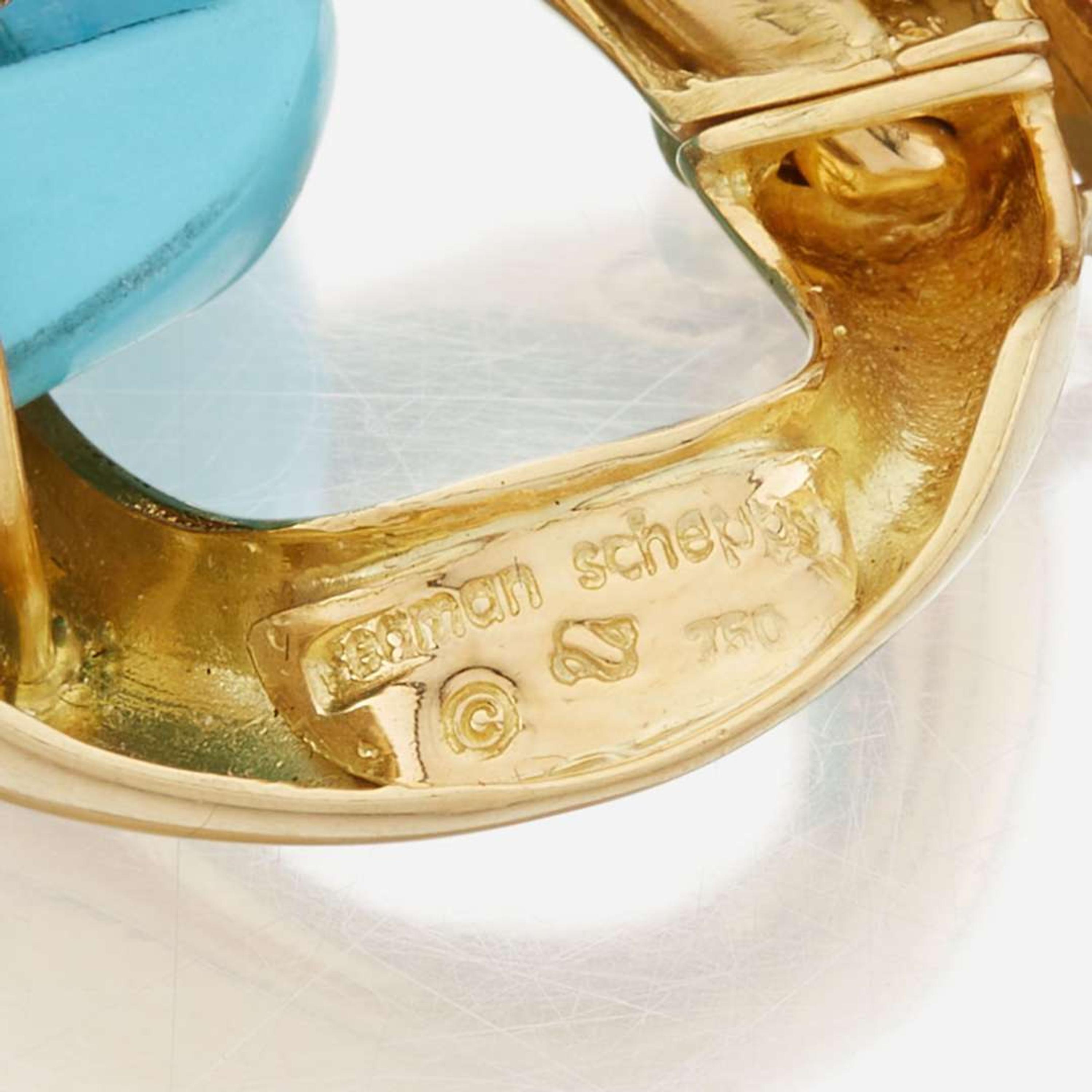 A gold and turquoise bracelet, Seaman Schepps Classic Large Link