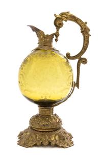 A Moser Gilt Bronze Mounted Glass Ewer Height 14 1/2 inches.