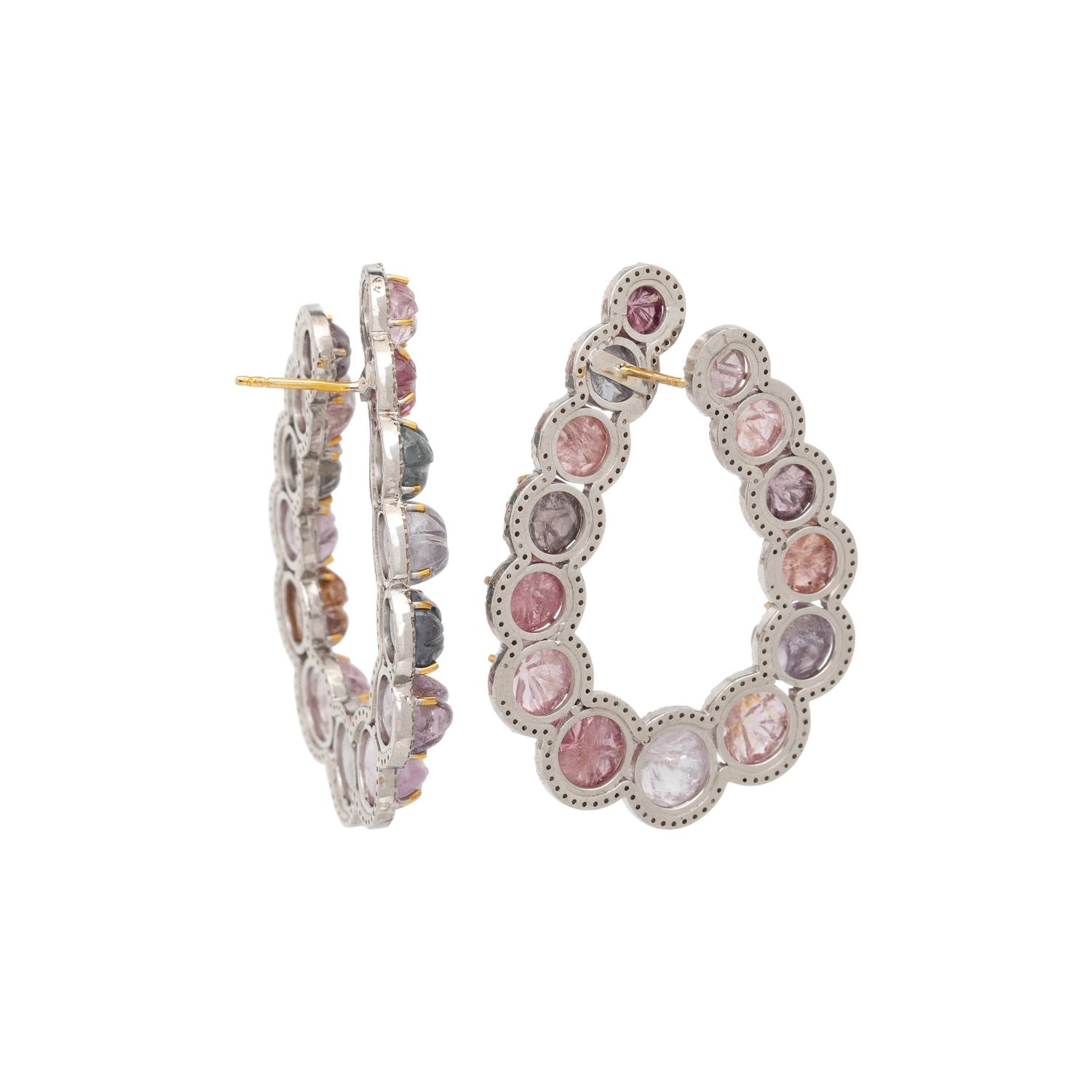 MULTICOLOR SPINEL AND DIAMOND EARRINGS