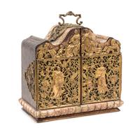 A Swiss Brass Mounted Table Casket Height 13 1/2 x width 12 3/4 inches. — B. LEUTHOLD & SCHUCHMANN