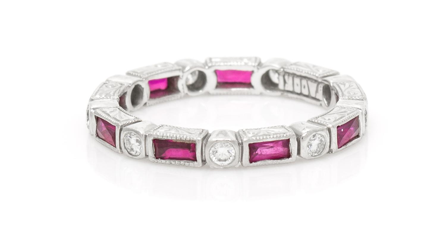A Platinum, Ruby and Diamond Eternity Band, Tacori, 2.80 dwts.