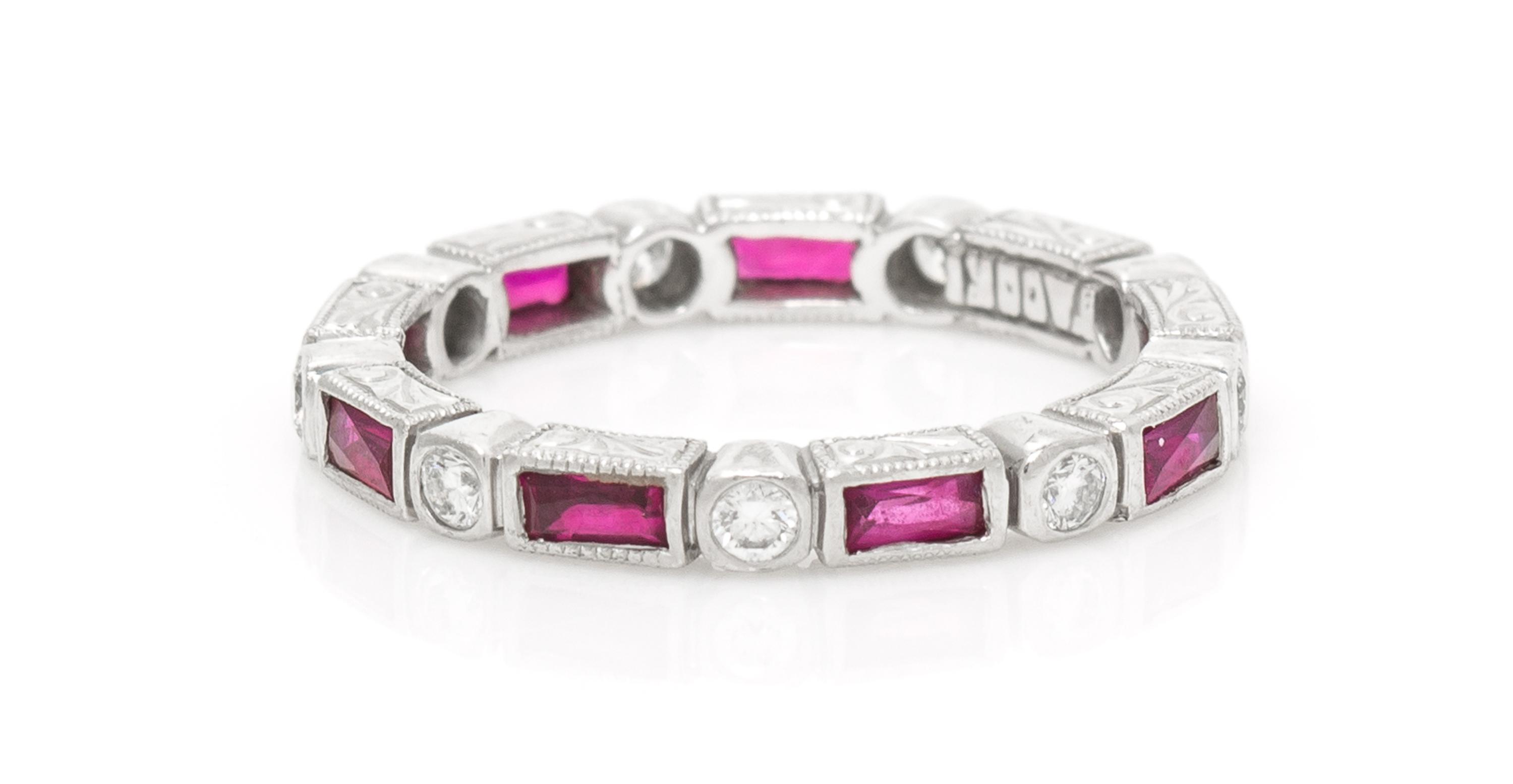 A Platinum, Ruby and Diamond Eternity Band, Tacori, 2.80 dwts.