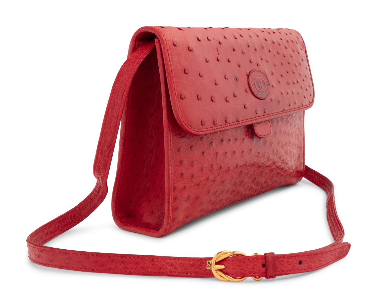 Gucci Ostrich Leather Flap Bag, 1980-90s