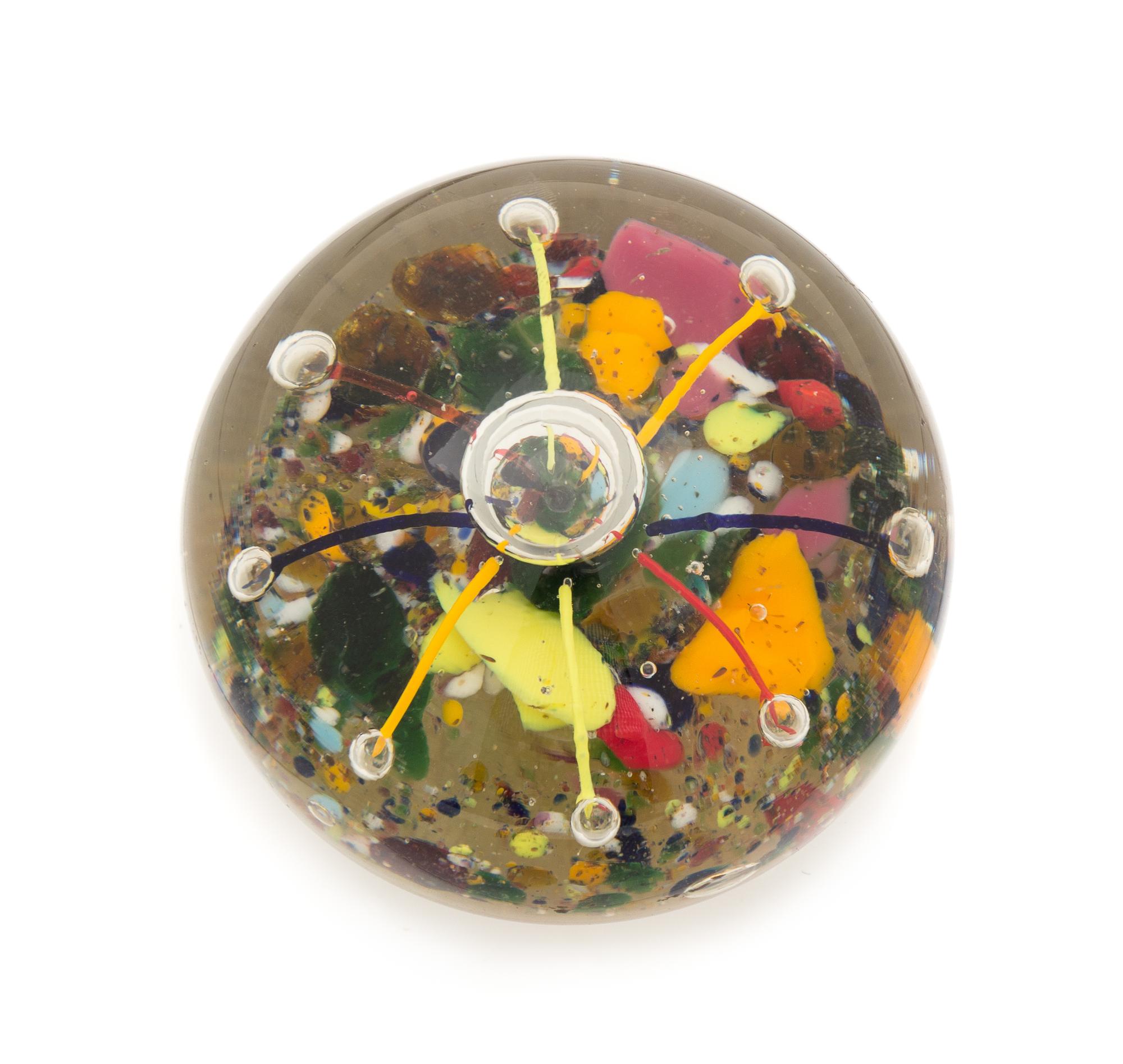 A Bohemian Glass Paperweight Diameter 3 1/4 inches