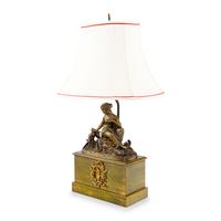 A French Gilt Metal Figural Group Mounted as a Lamp