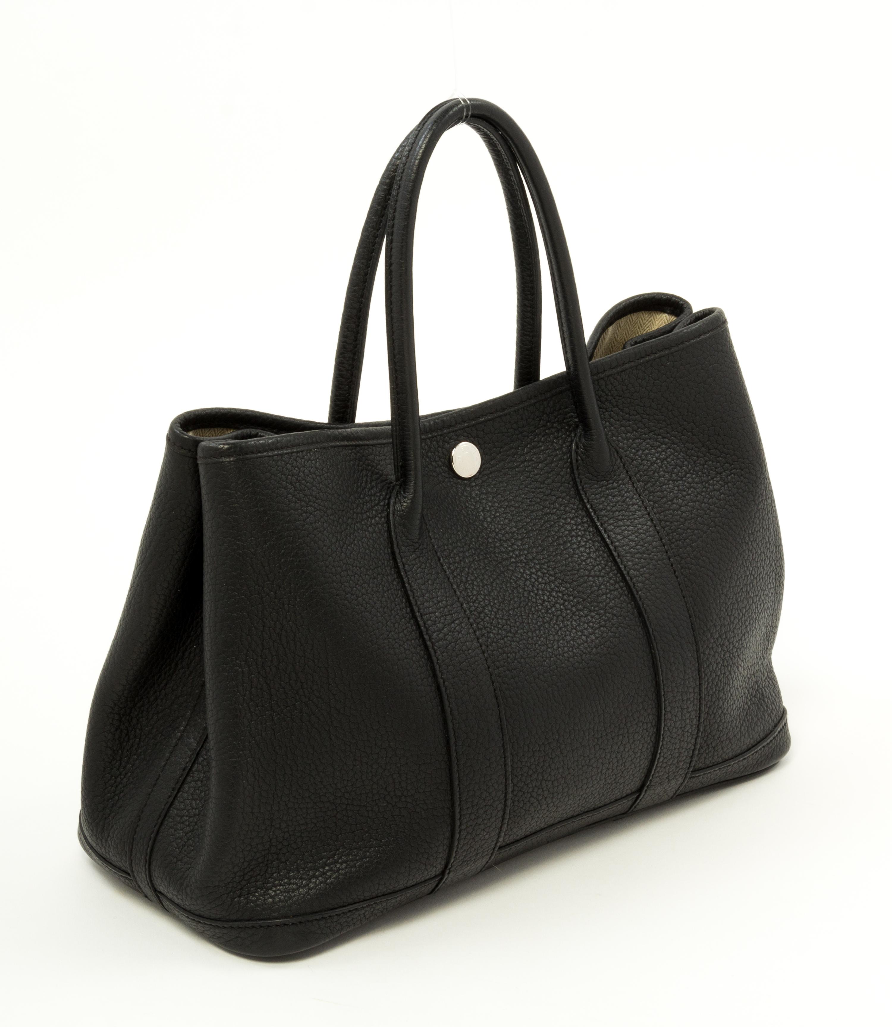Hermès Black Clemence TPM Garden Party Bag, 2009 12" x 8.5" x 5"