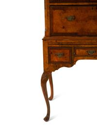 A Queen Anne Style Walnut Flat-Top Chest on Stand