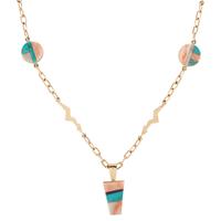 14k Gold Tufa Cast Necklace, with Turquoise, Coral, Opal, and Sugilite Lot is located and will ship from Denver, Colorado.