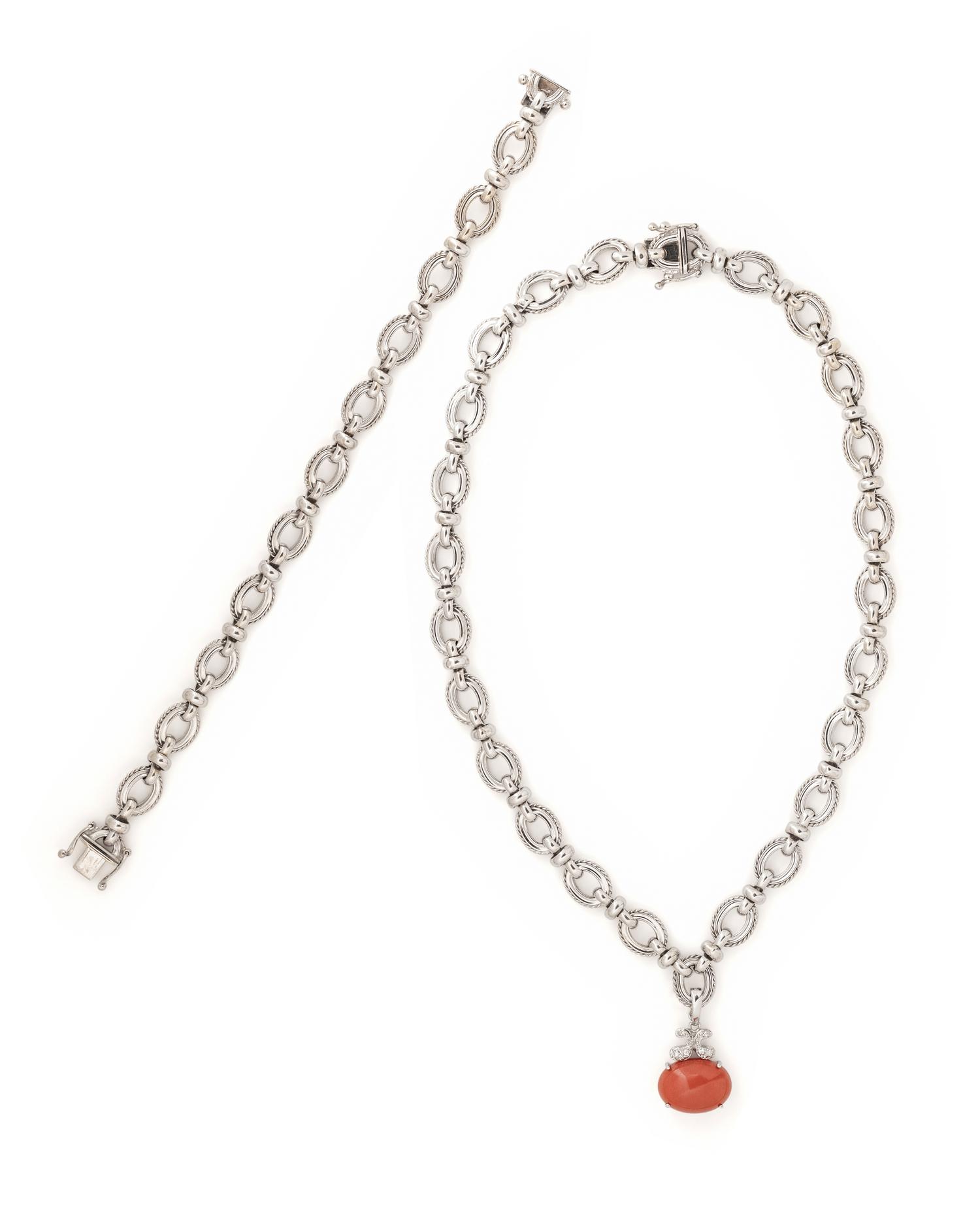 CORAL AND DIAMOND CONVERTIBLE NECKLACE/BRACELET