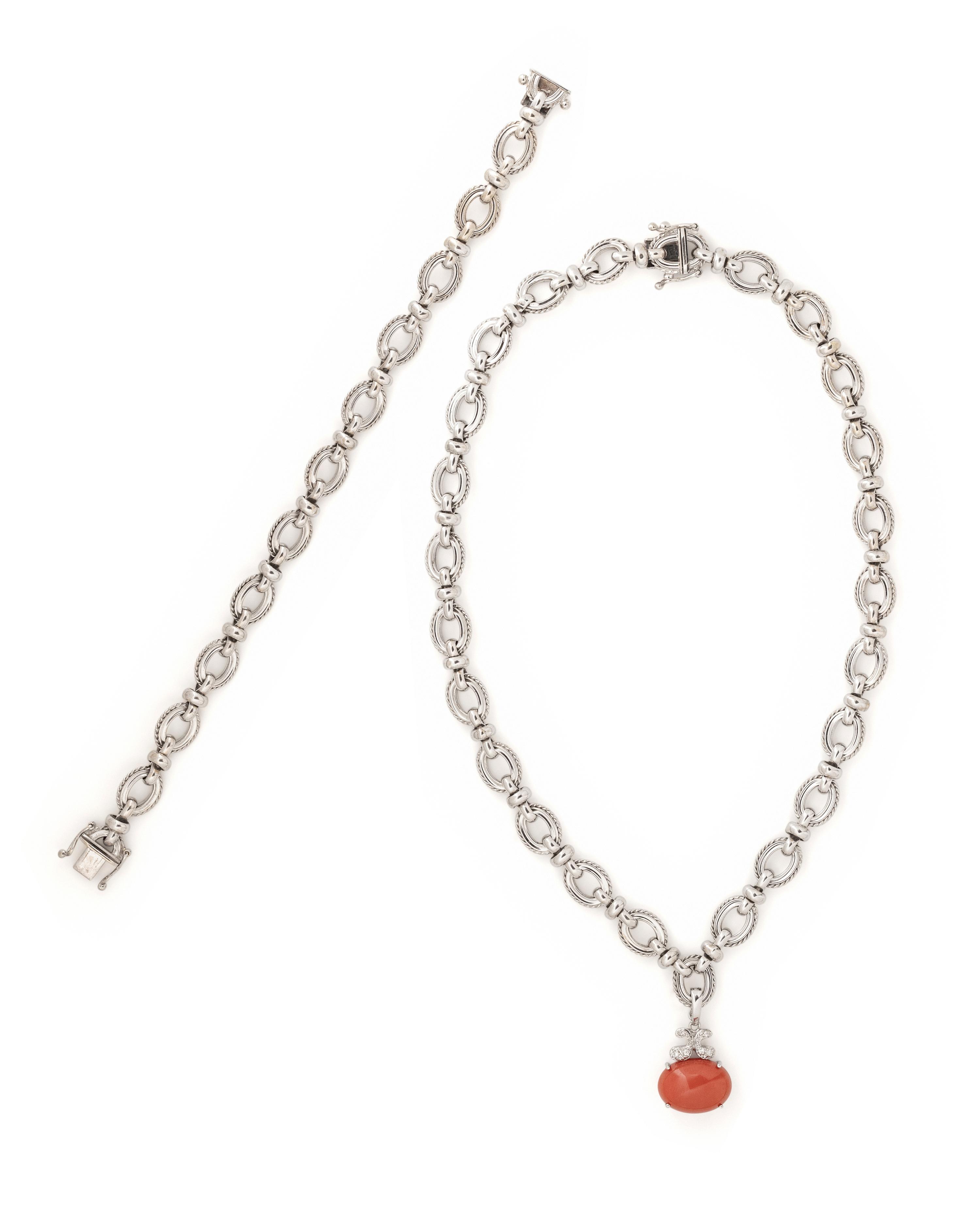 CORAL AND DIAMOND CONVERTIBLE NECKLACE/BRACELET