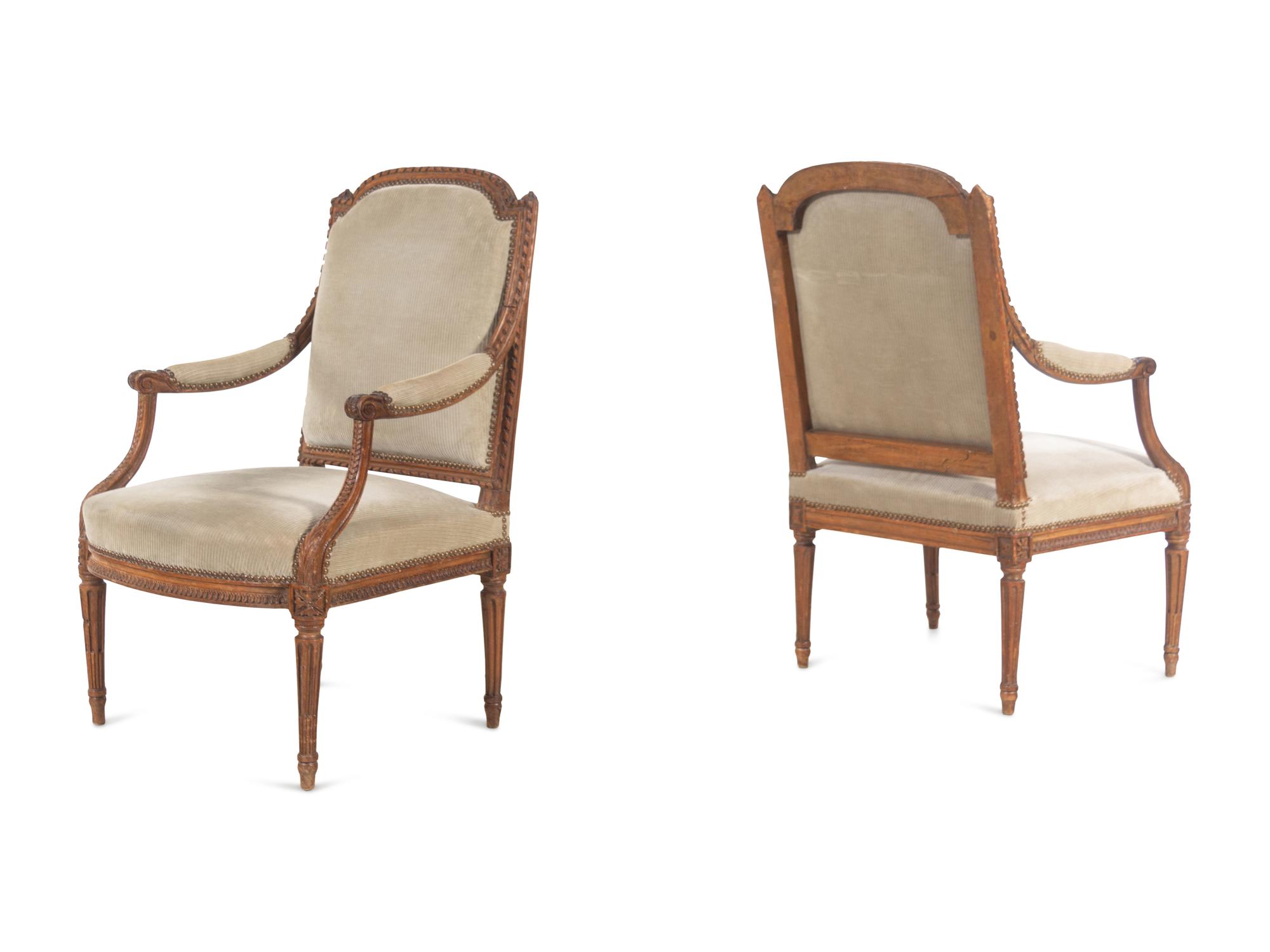 A Pair of Louis XVI Beechwood Fauteuils