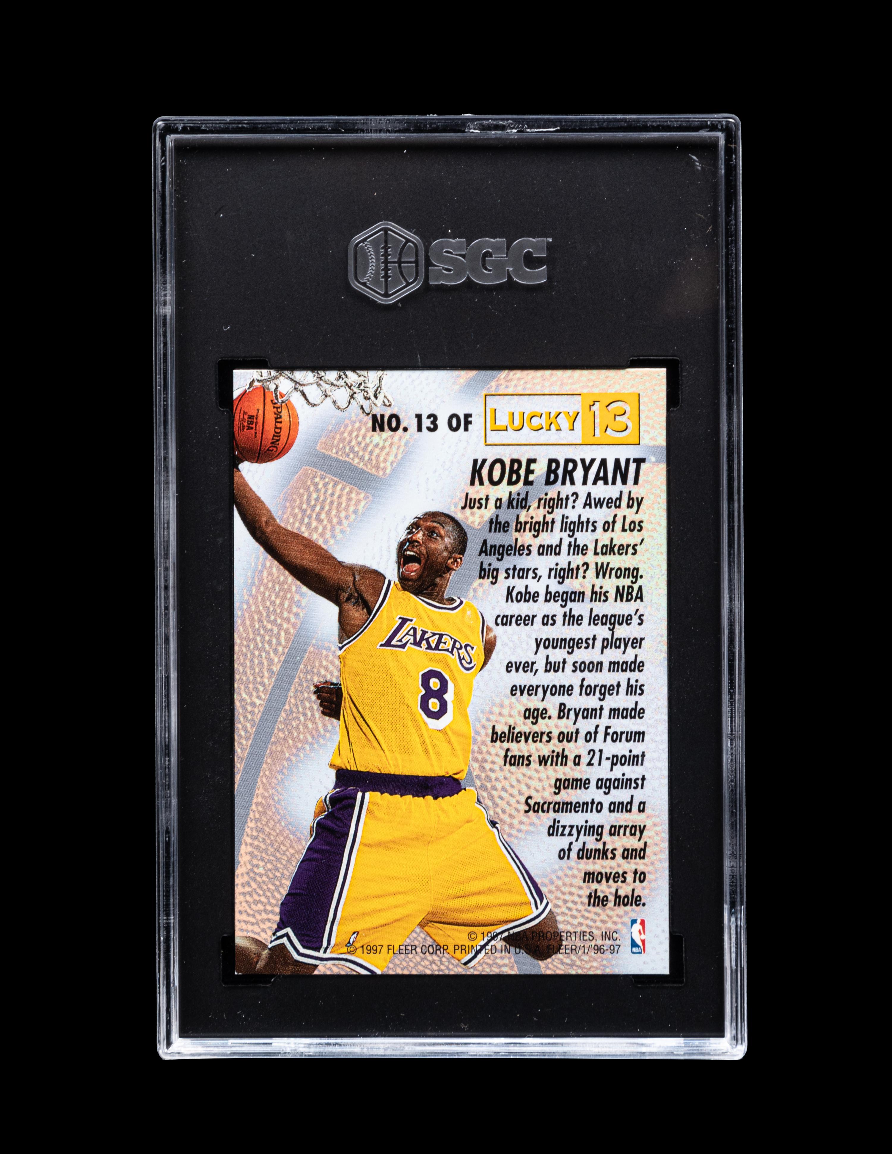 A Group of 1996-97 Fleer Lucky 13 Kobe Bryant Rookie Basketball Card No. 13 (SGC 8.5 NM-MT+)